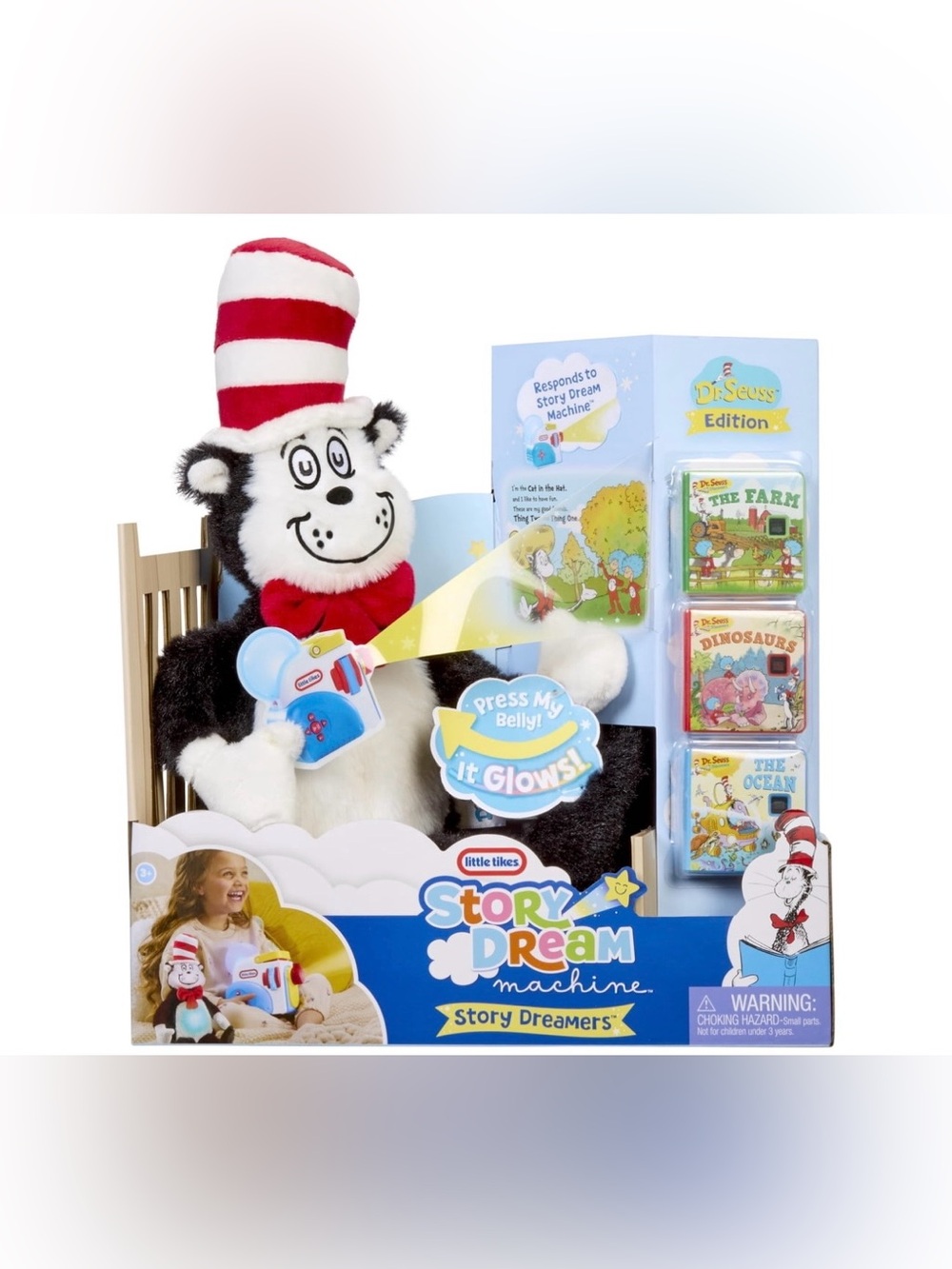 Little Tikes Story Dream Machine Dr.Seuss Cat in the Hat Plush 3 Cartridge New